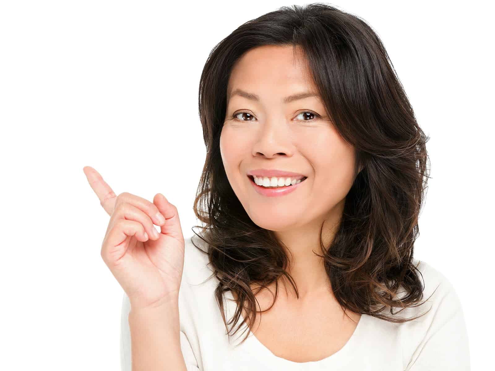 Pointing_Showing_Asian_Woman